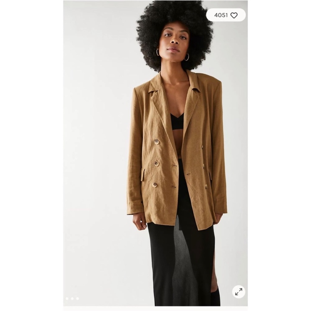 Anthropologie Double-Breasted Camel Blazer